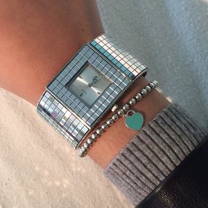 Mirror Stainless Steel and Quartz Bangle Watch